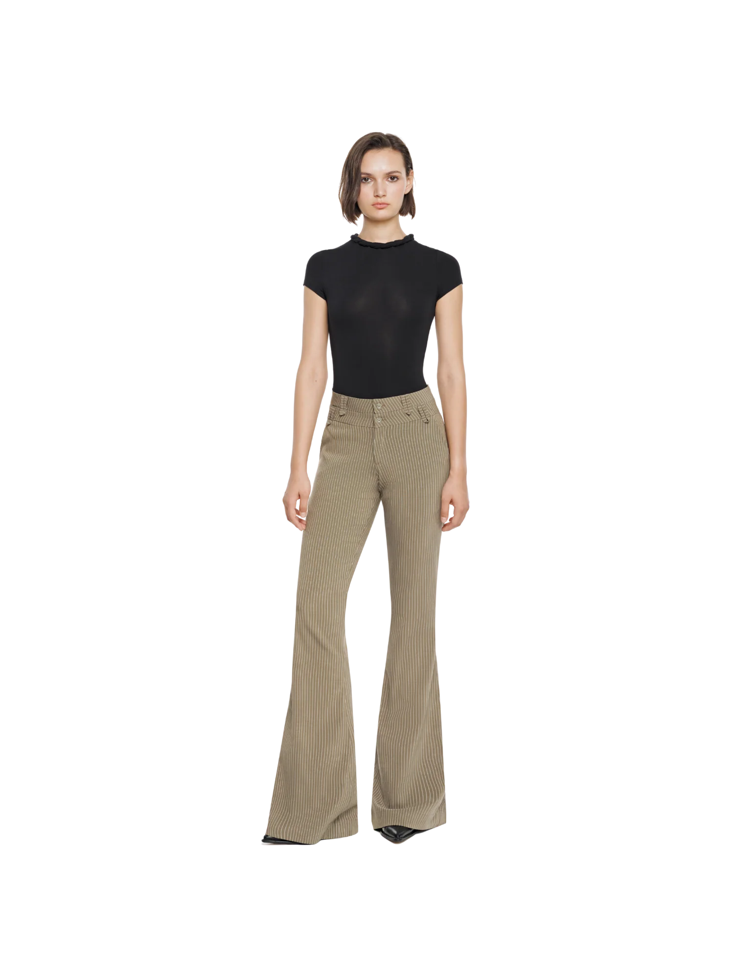 STRIPED FLARED TROUSERS
