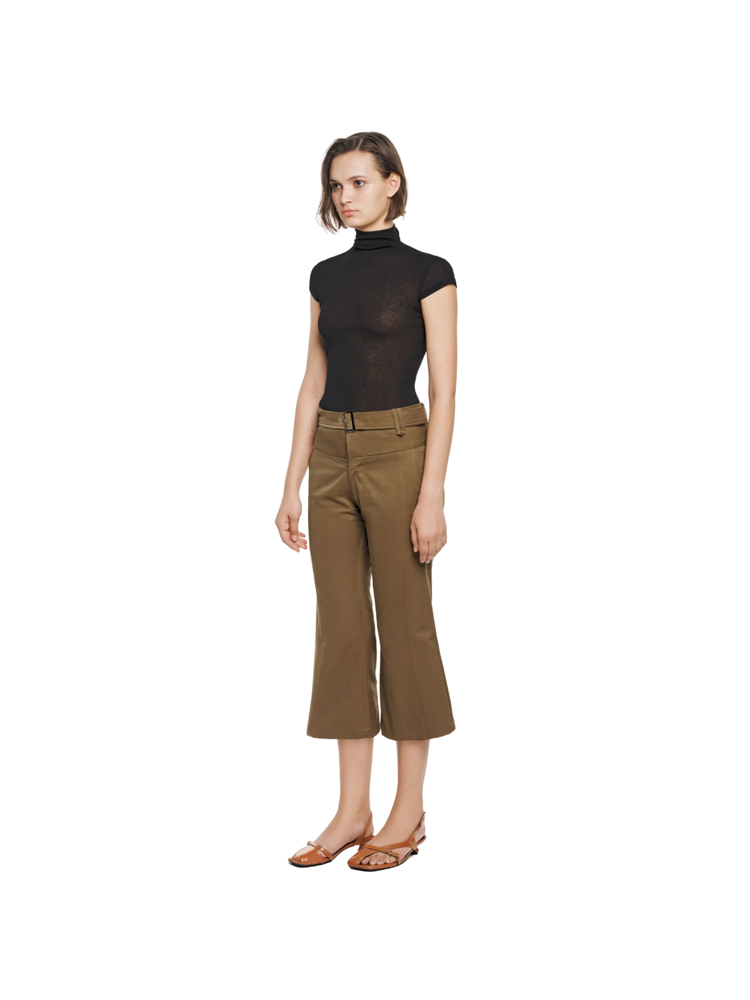 BELTED CAPRI PANTS