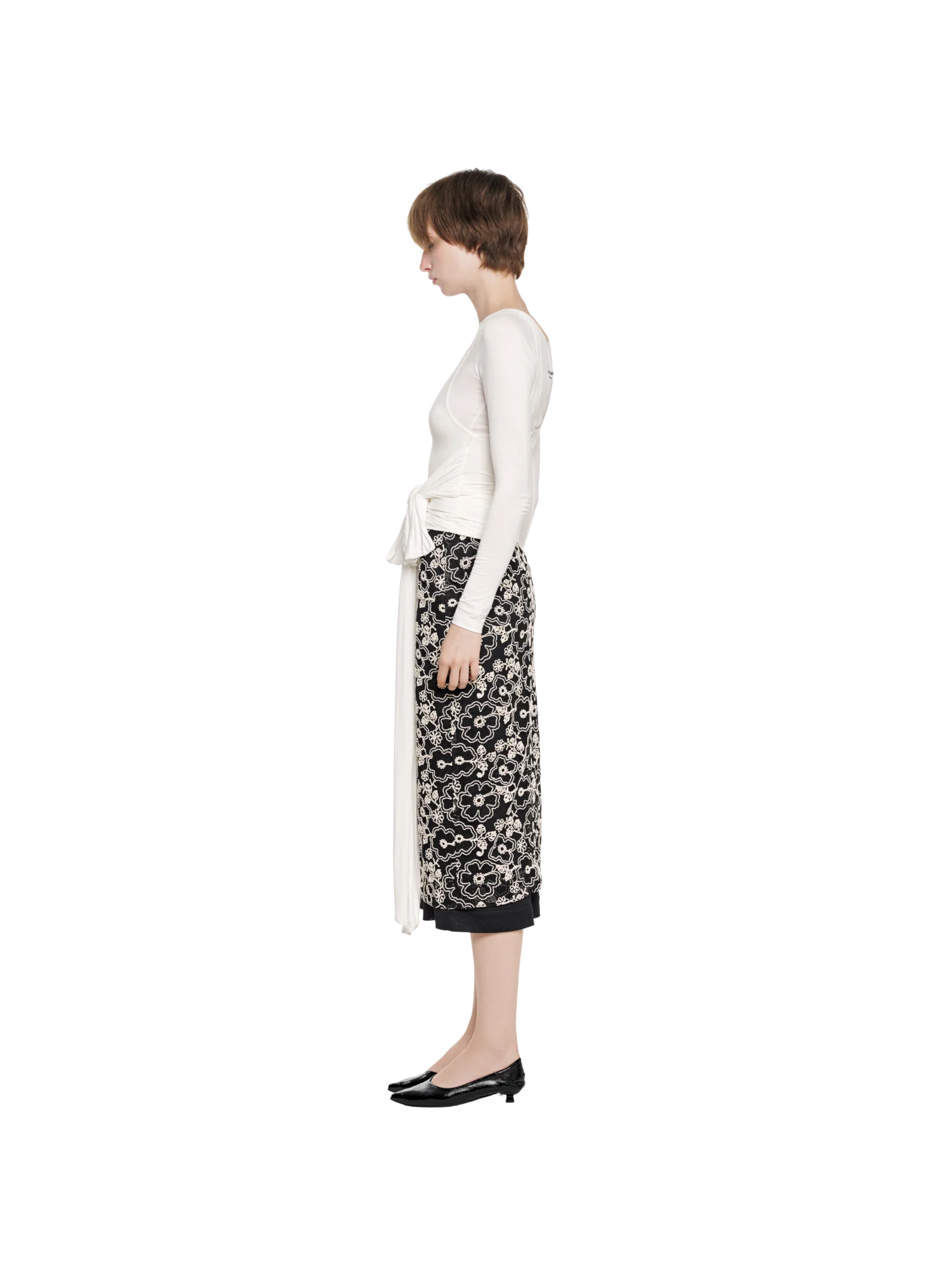 FLORAL LACE MIDI SKIRT