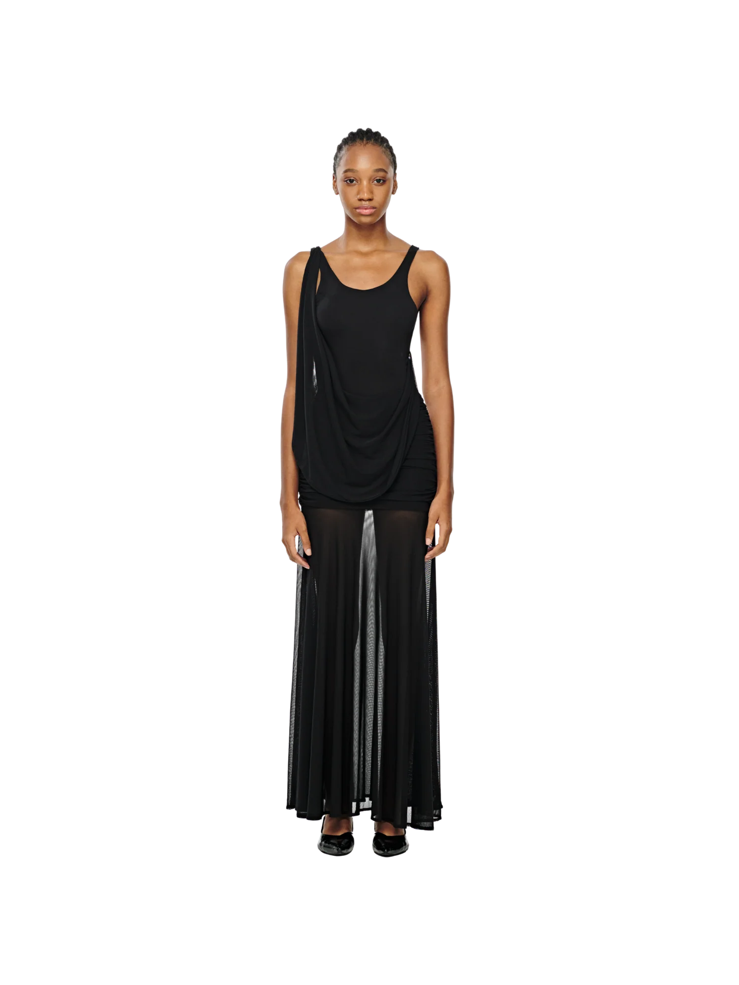 FLOWY MESH MAXI DRESS