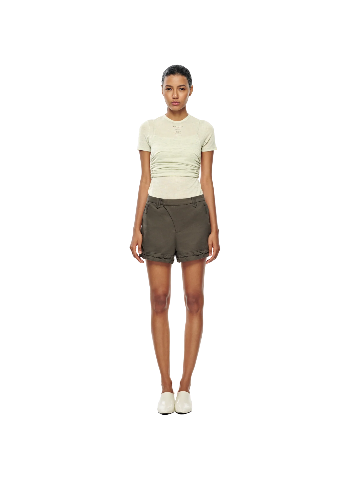 TWIST HEM TWILL SHORTS