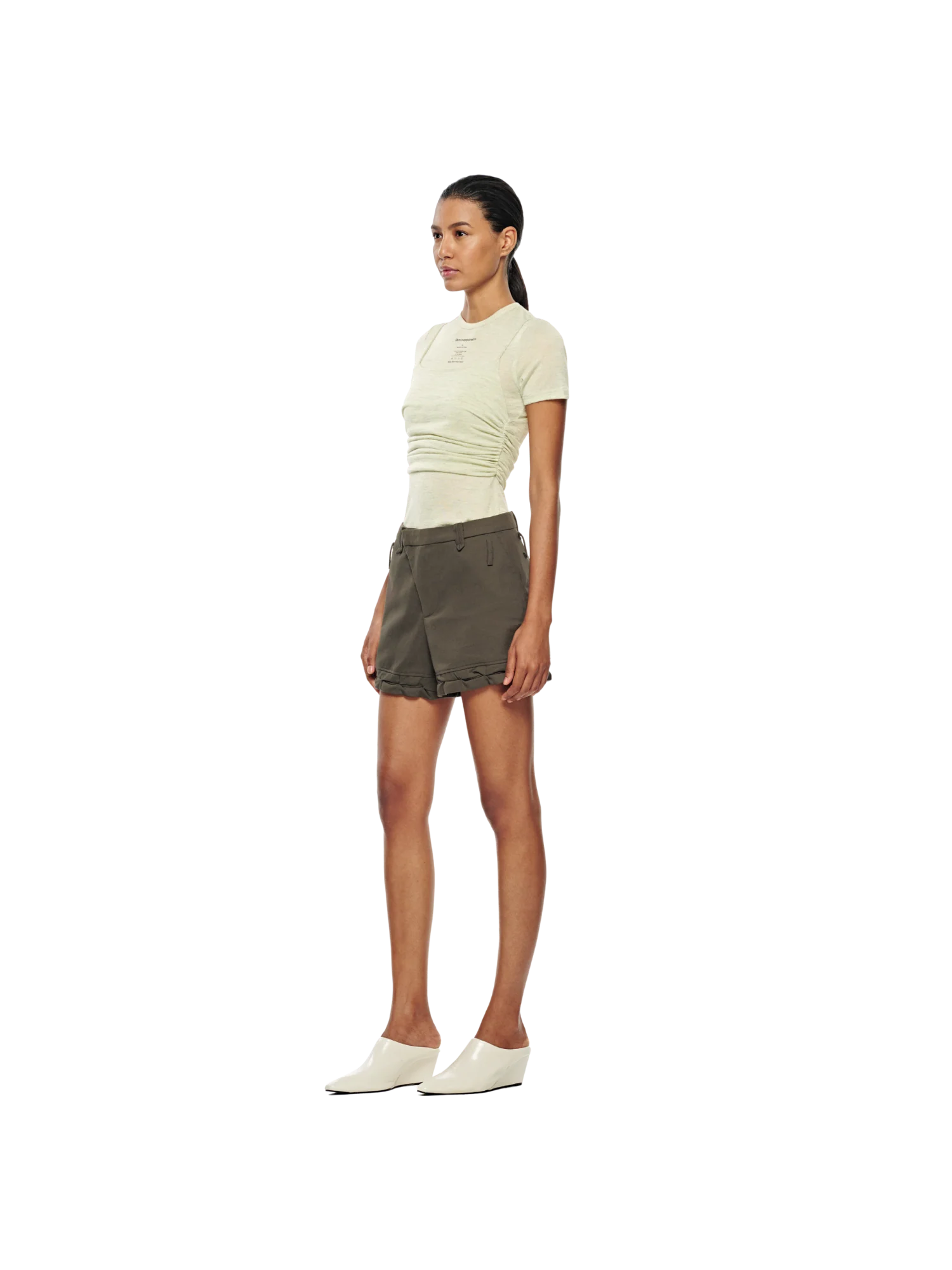 TWIST HEM TWILL SHORTS