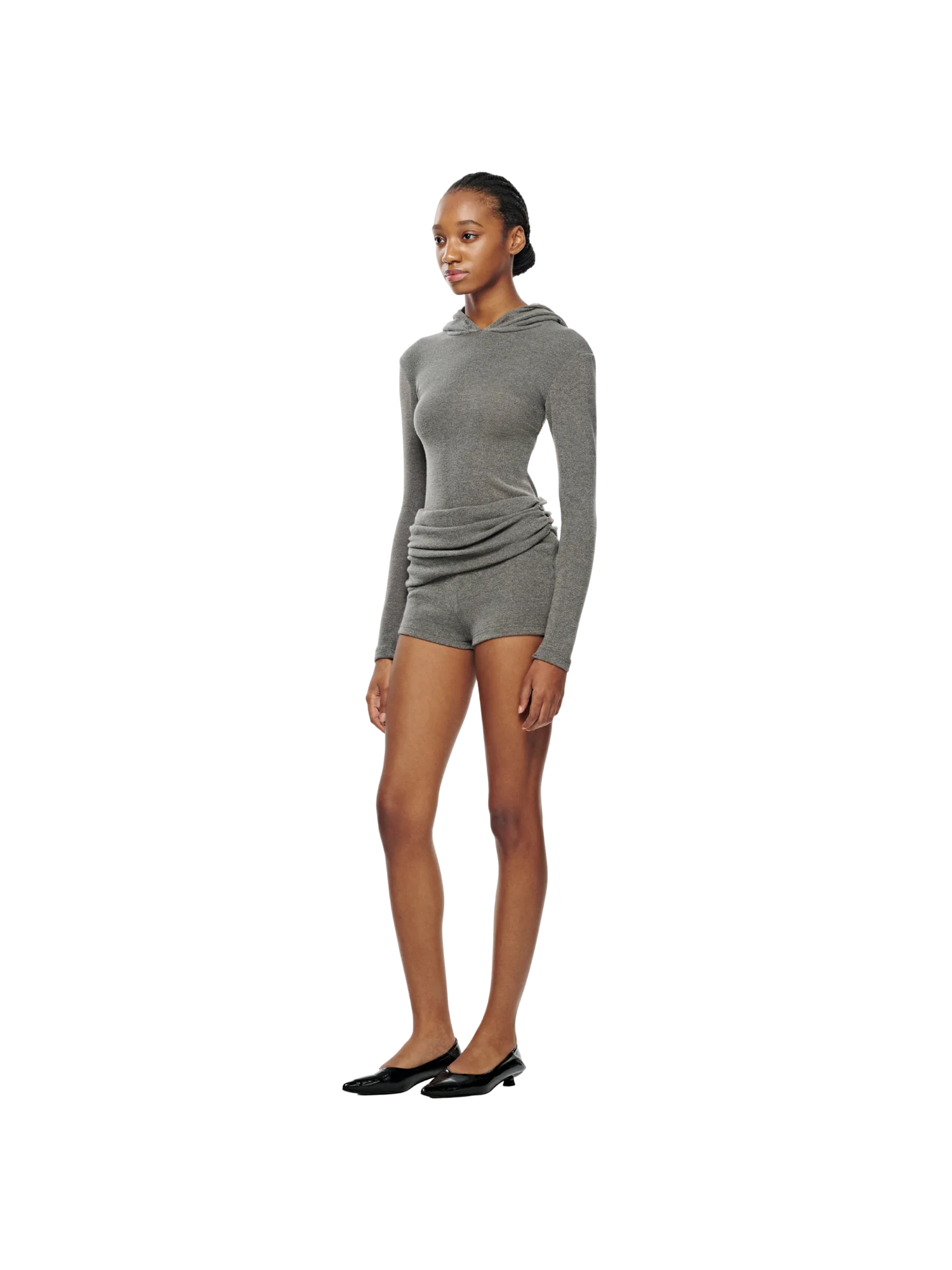 TEXTURED KNIT HOODED TOP