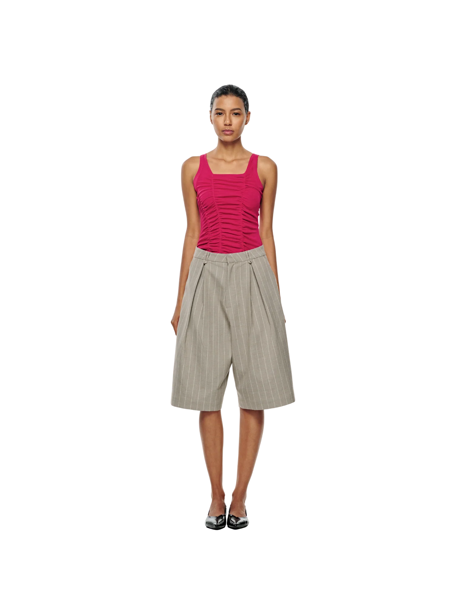 PINSTRIPE STRUCTURED SHORTS