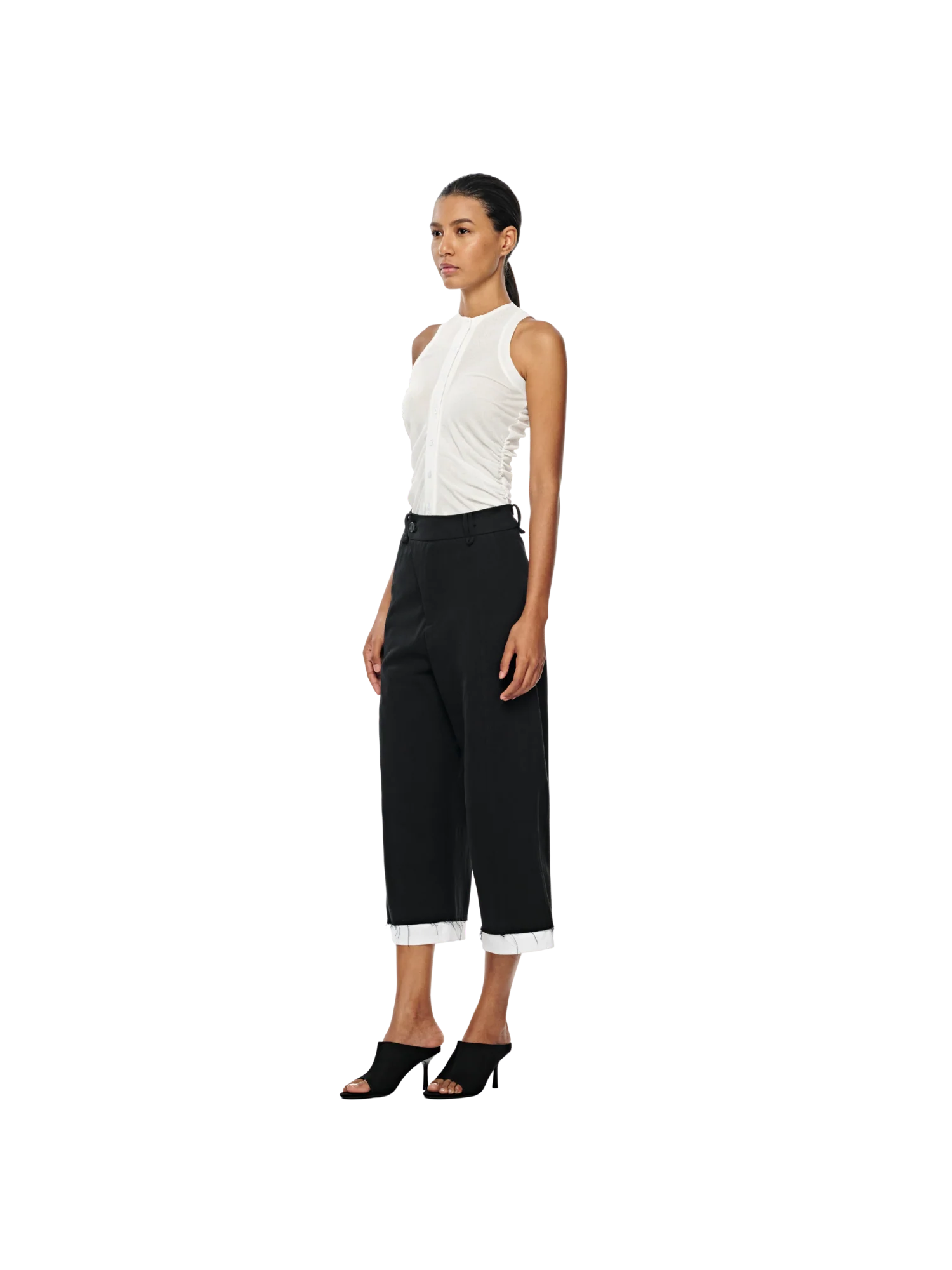 SHEER KNIT BUTTON UP TANK TOP