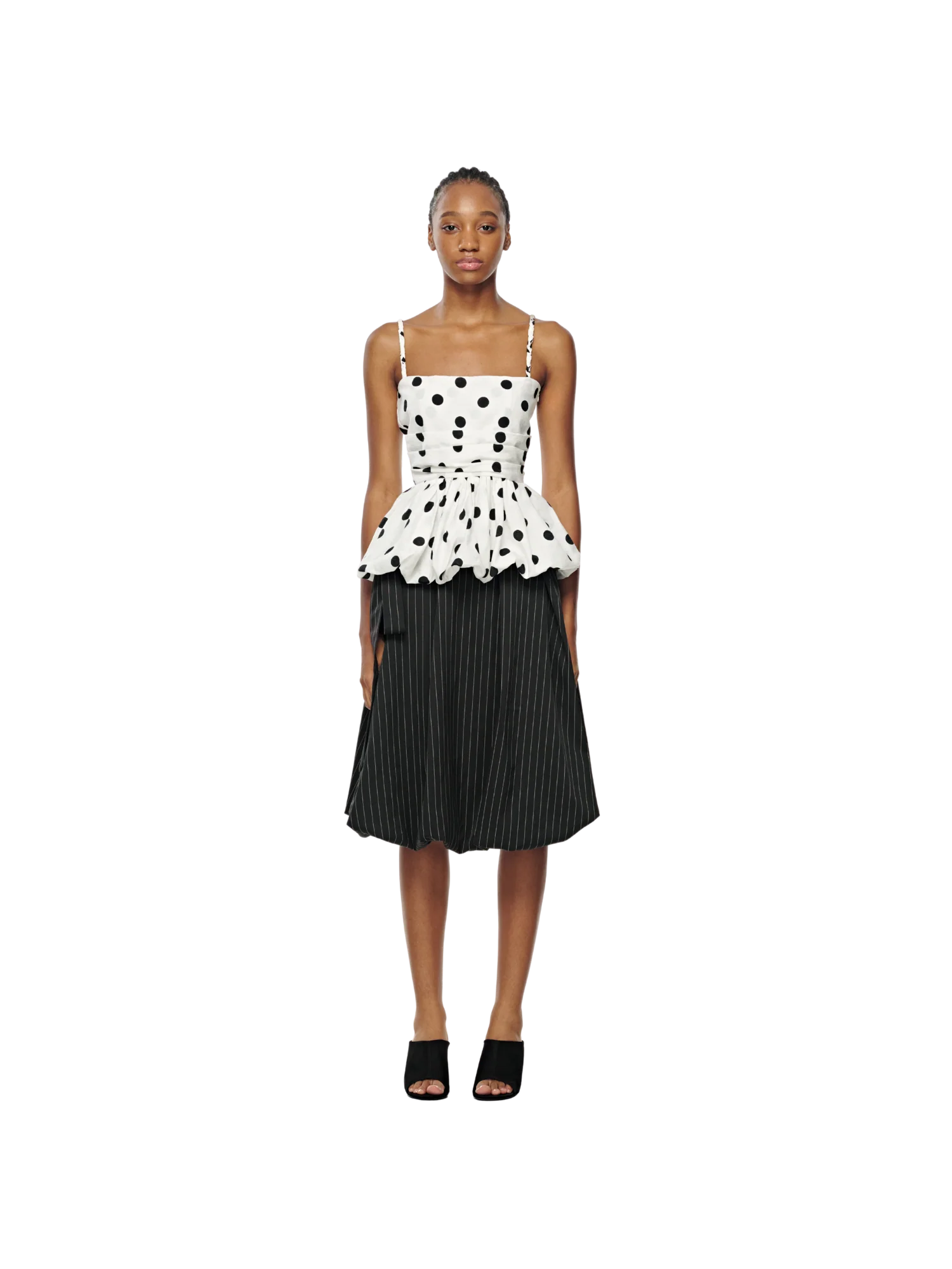 PINSTRIPE BUBBLE MIDI SKIRT