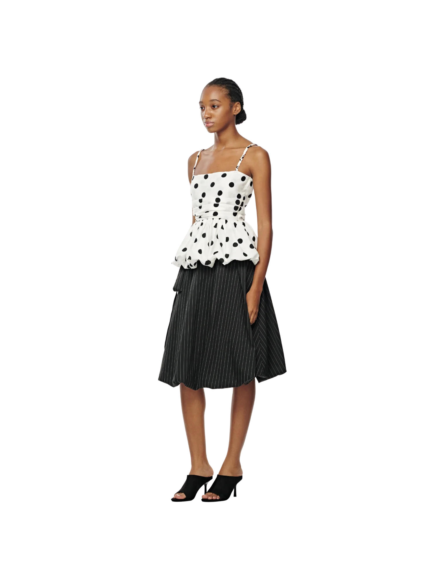 PINSTRIPE BUBBLE MIDI SKIRT