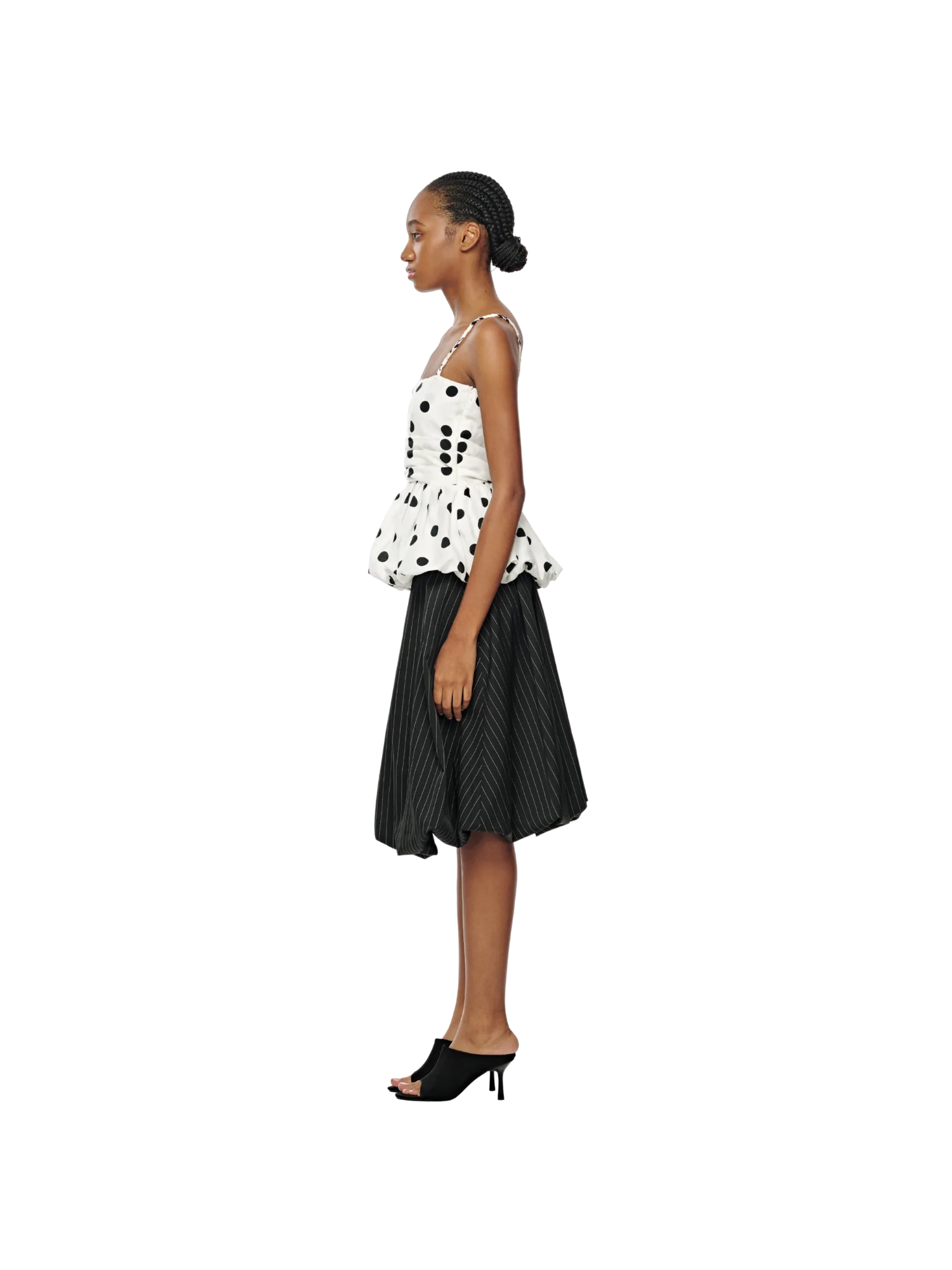 PINSTRIPE BUBBLE MIDI SKIRT