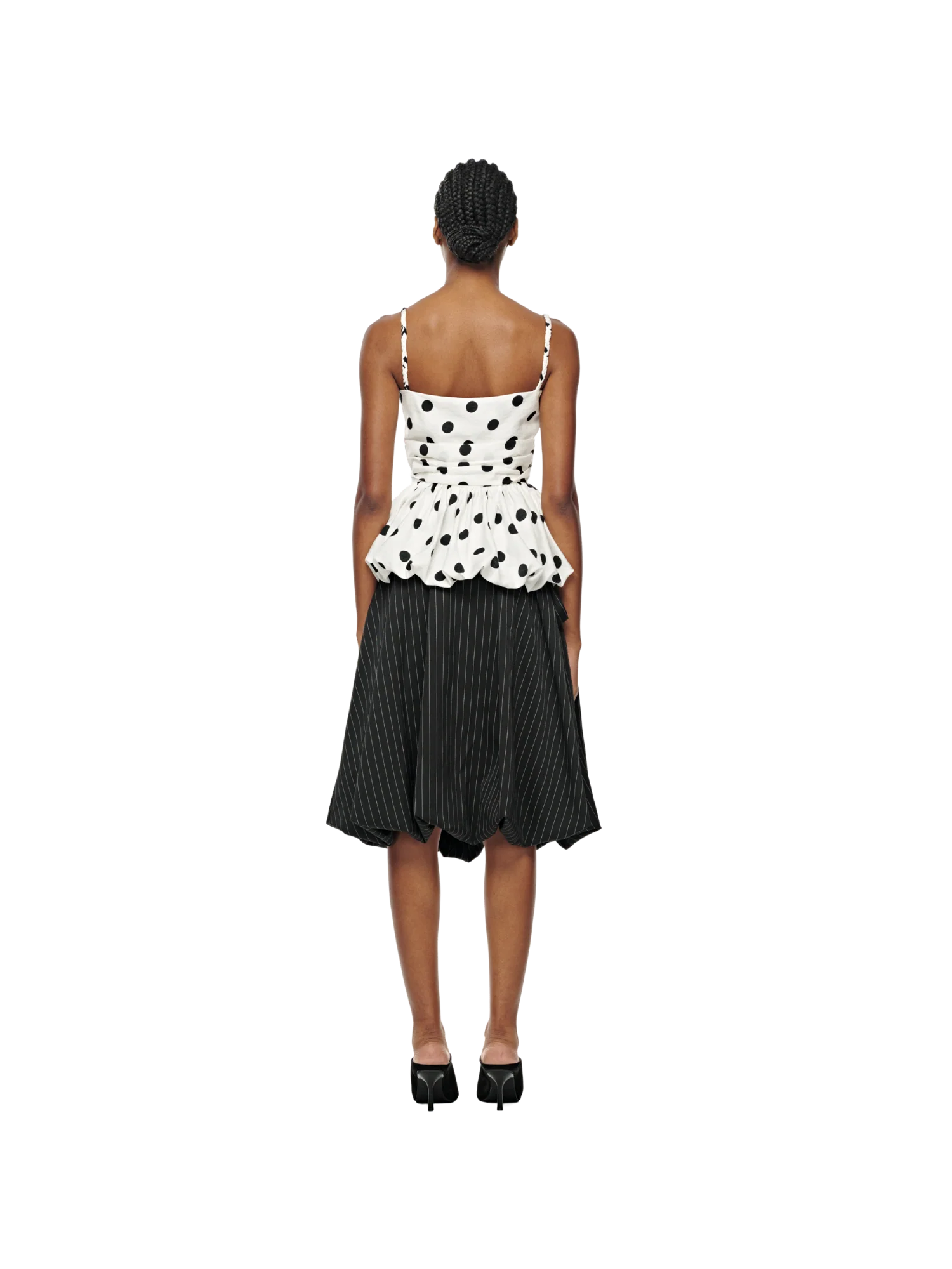 PINSTRIPE BUBBLE MIDI SKIRT