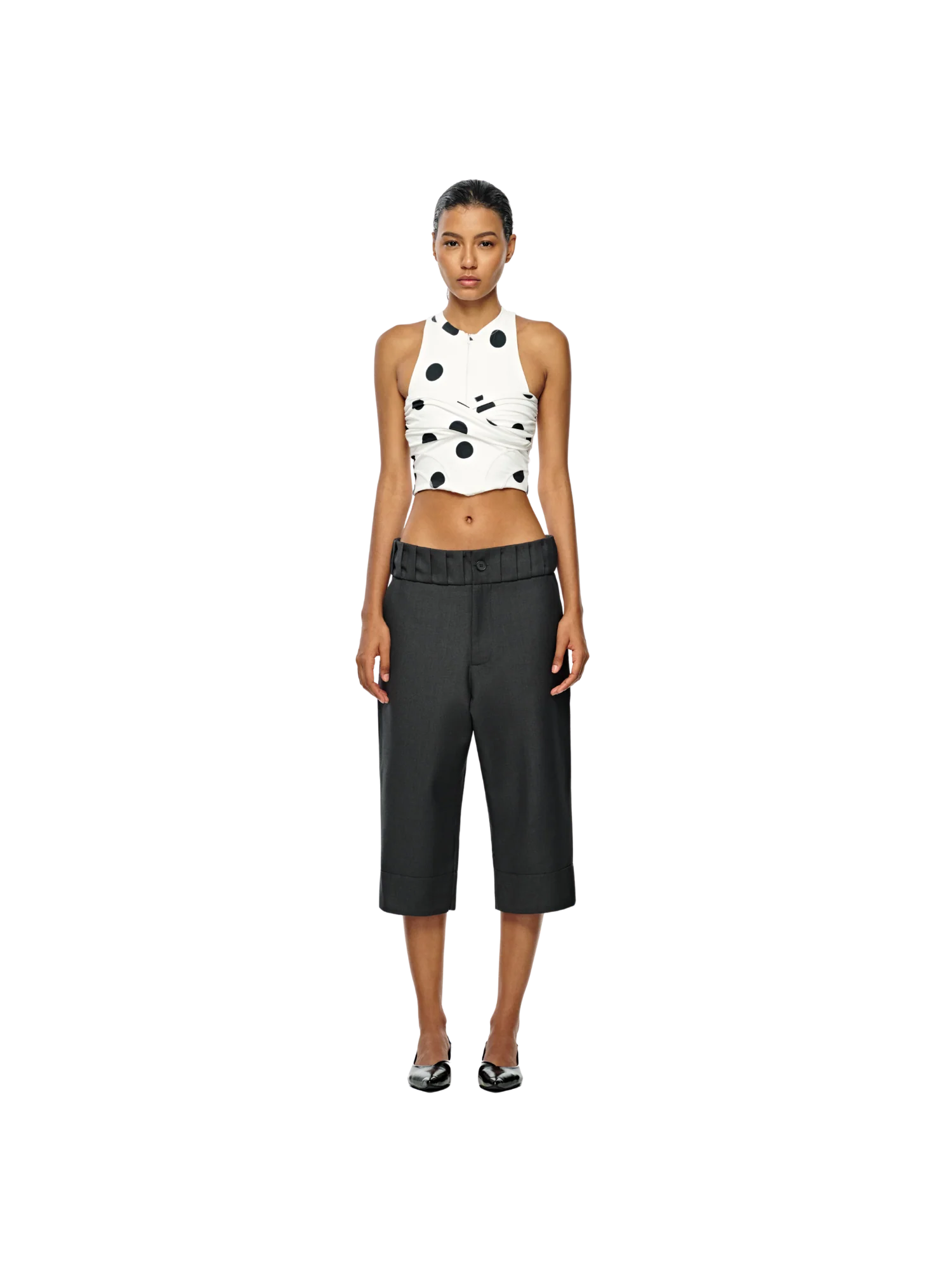 STEP-PLEATED CROP TROUSERS