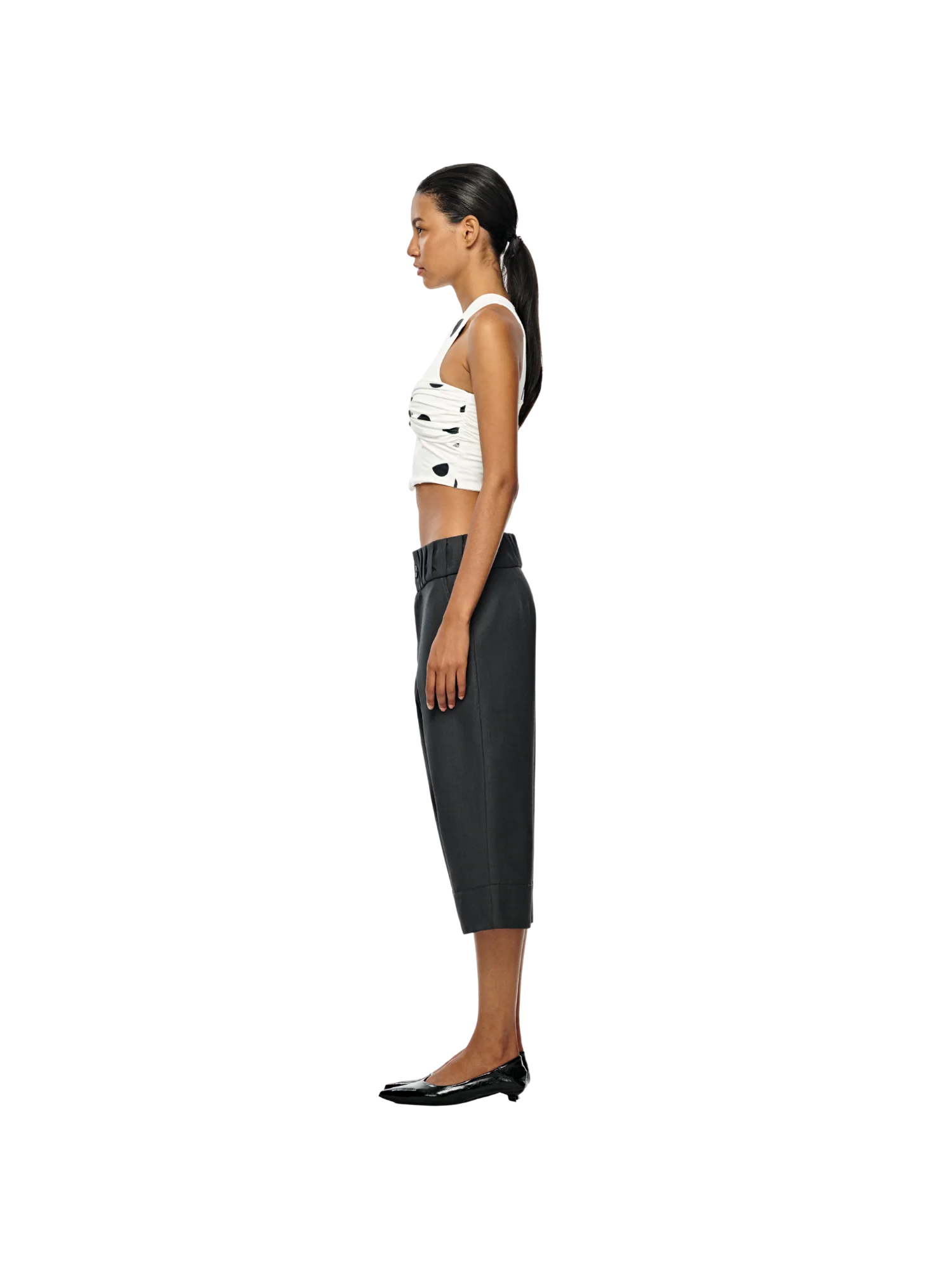 STEP-PLEATED CROP TROUSERS