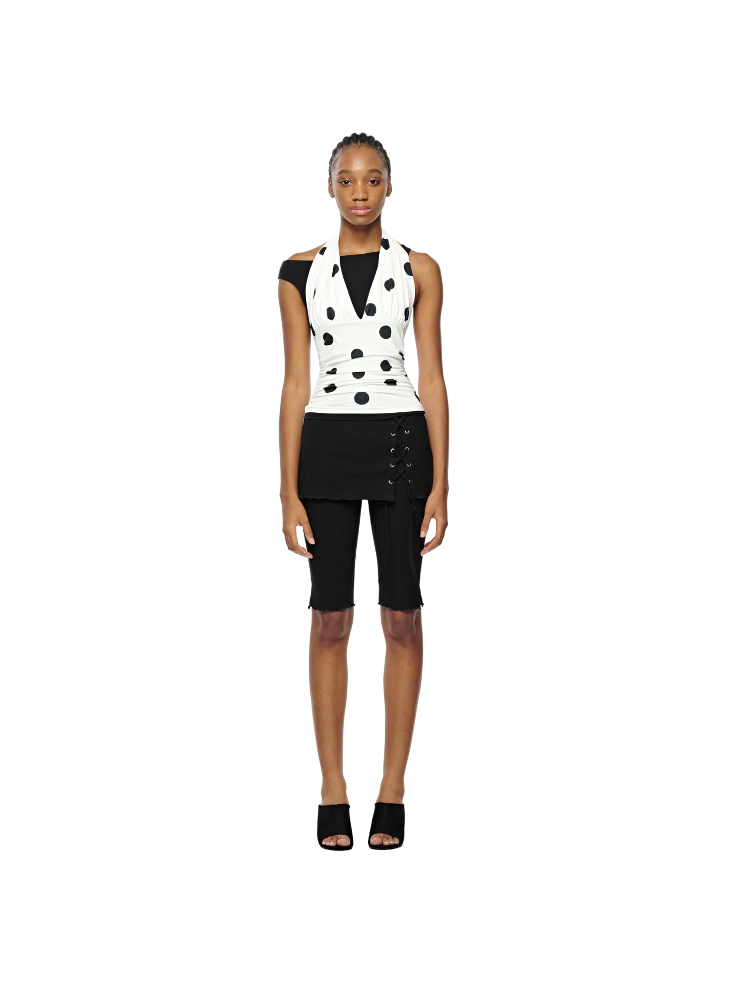 DOTTED LAYERED HALTER TOP