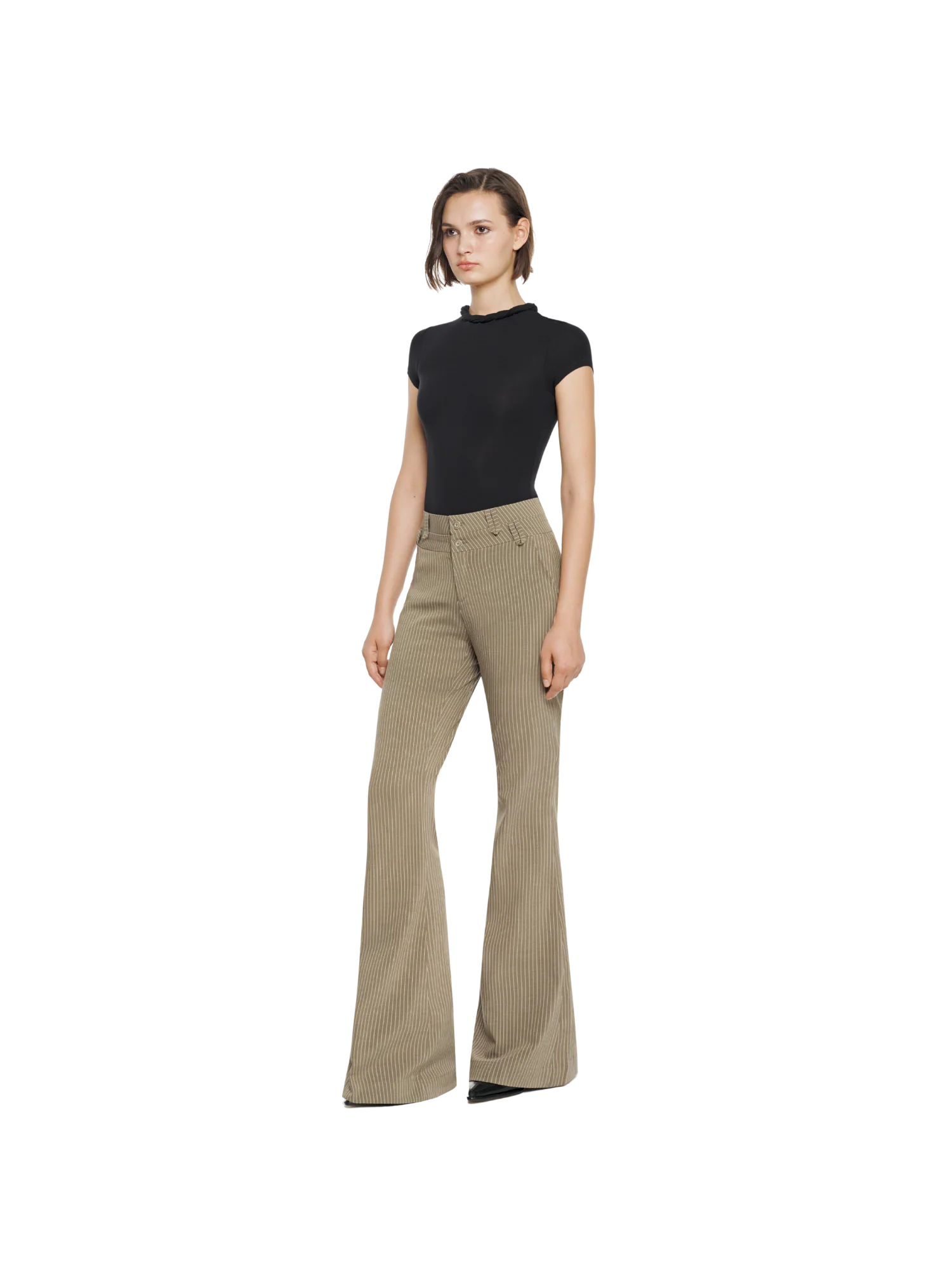 STRIPED FLARED TROUSERS