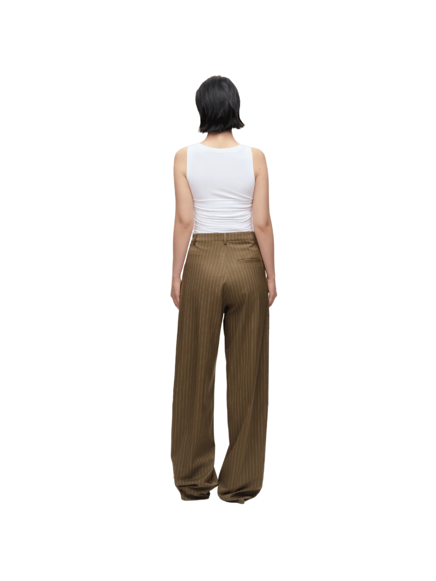 STRIPED TILTED WAIST TROUSERS