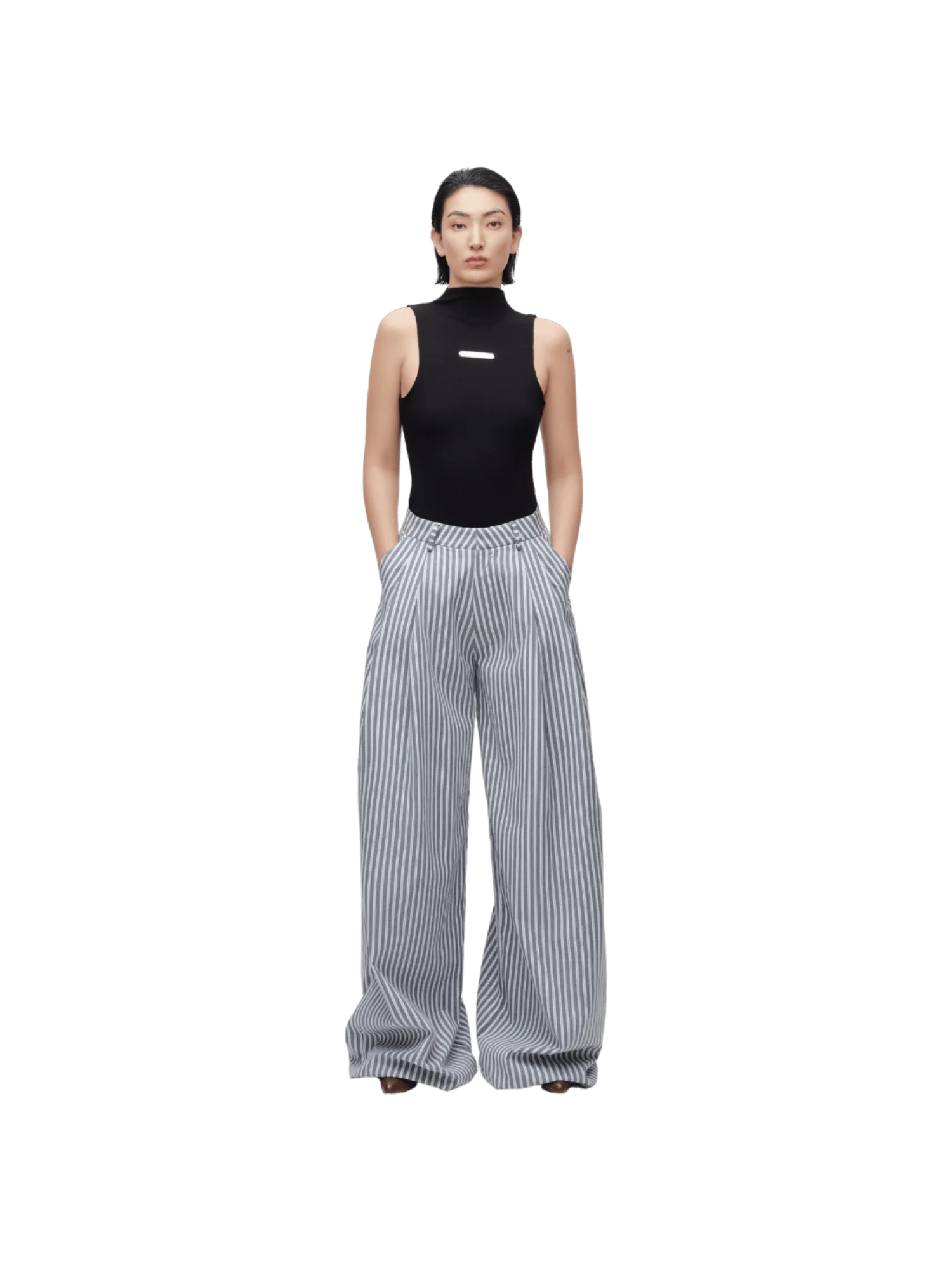 STRIPED BAGGY TROUSERS