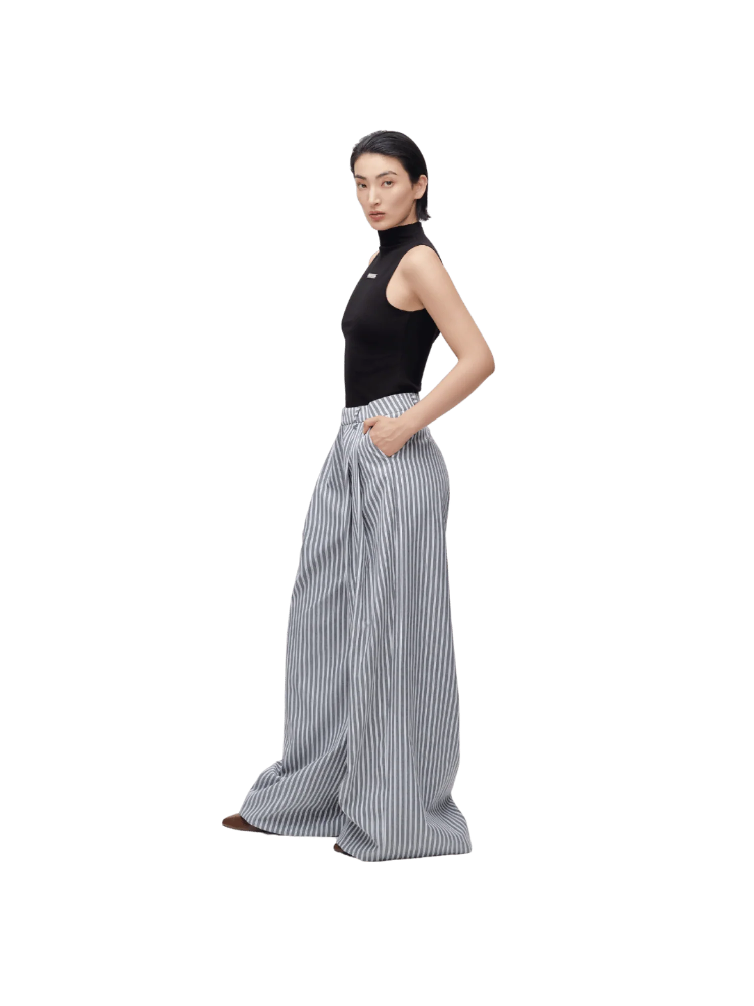 STRIPED BAGGY TROUSERS