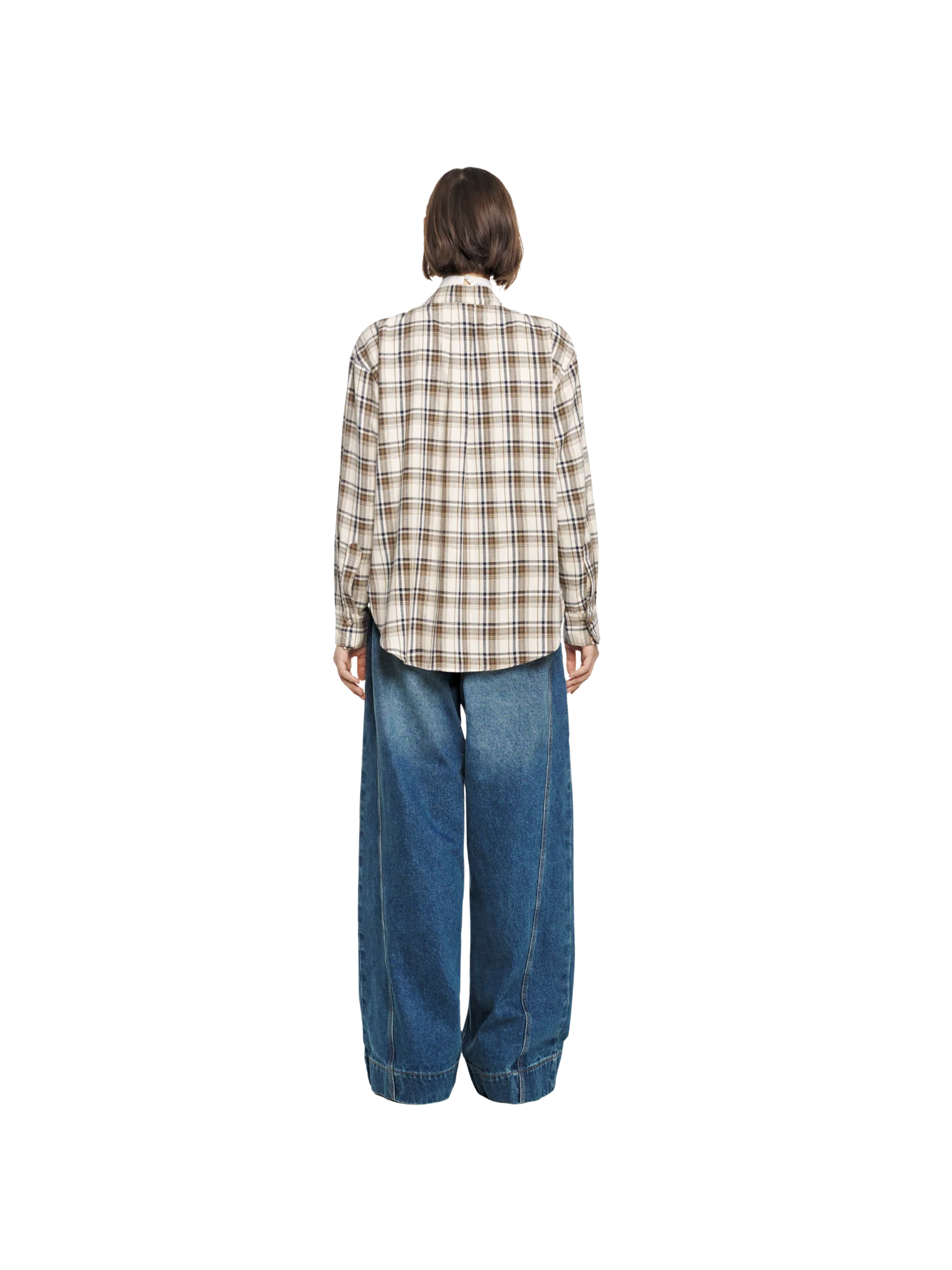 NECK STRAP PLAID SHIRT
