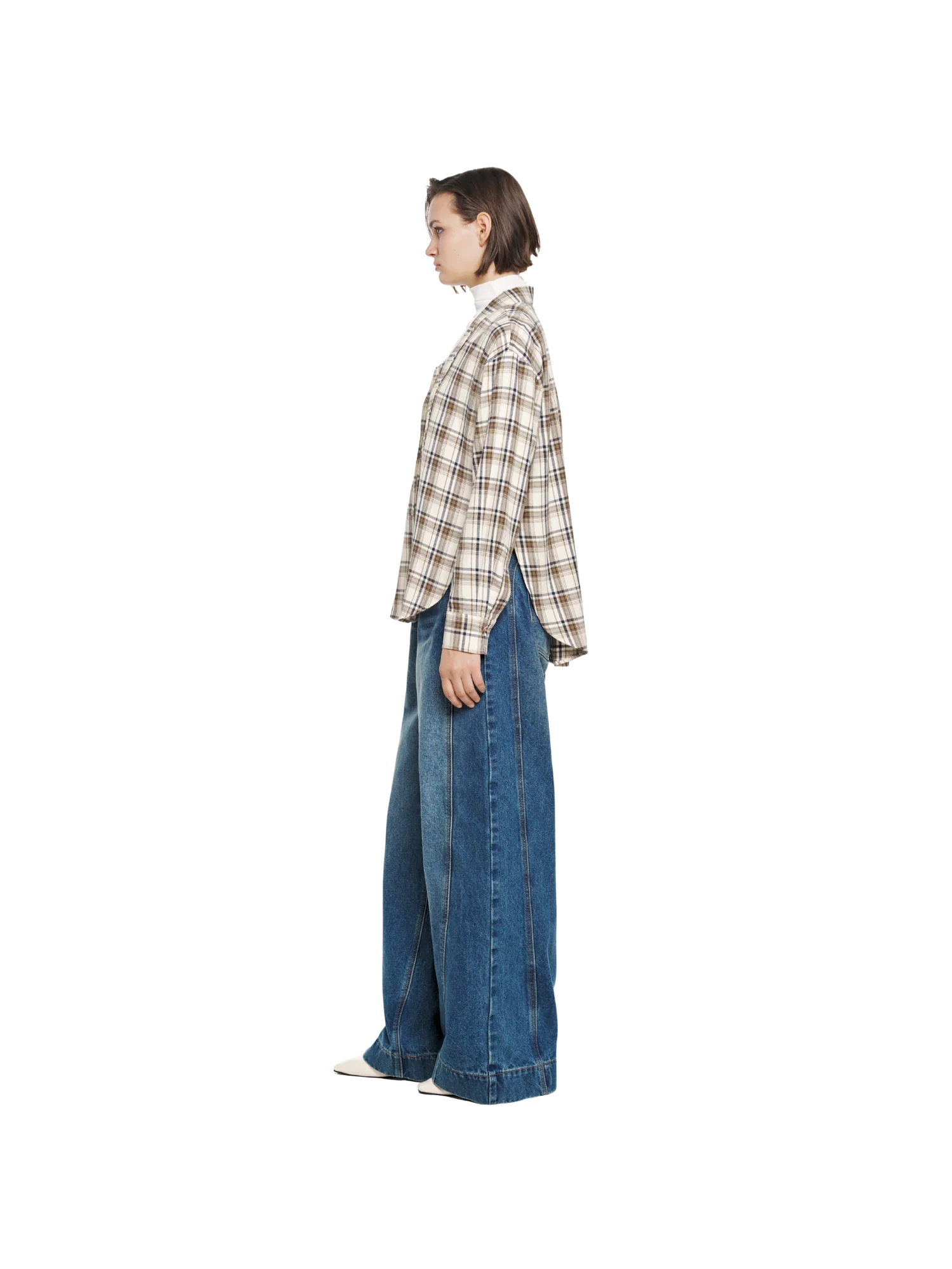 NECK STRAP PLAID SHIRT