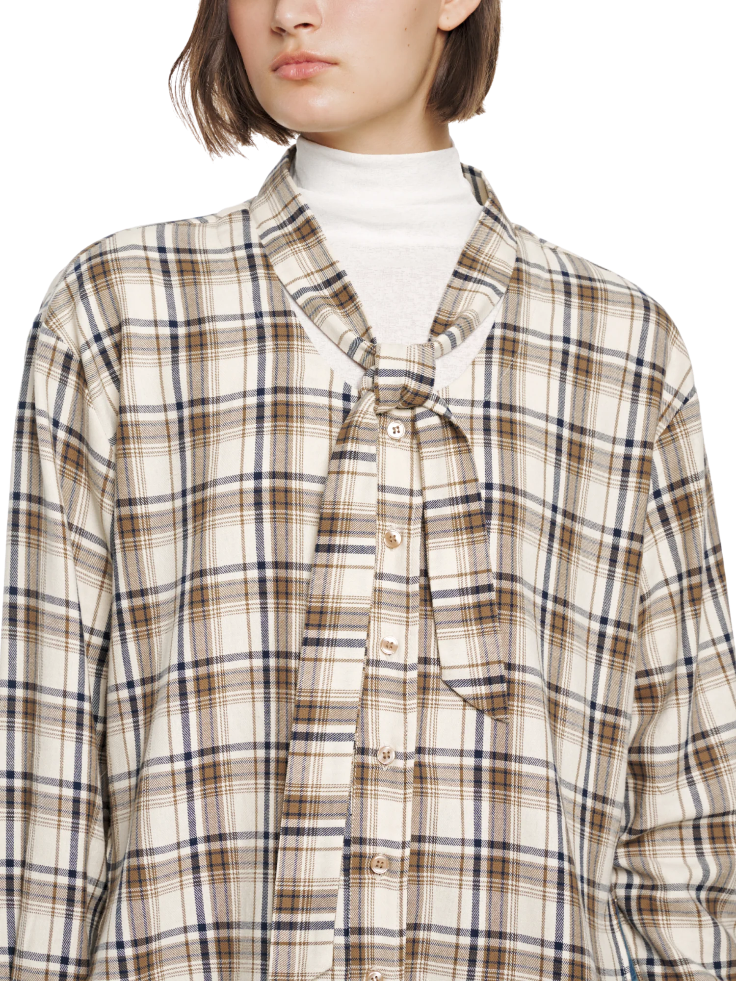 NECK STRAP PLAID SHIRT