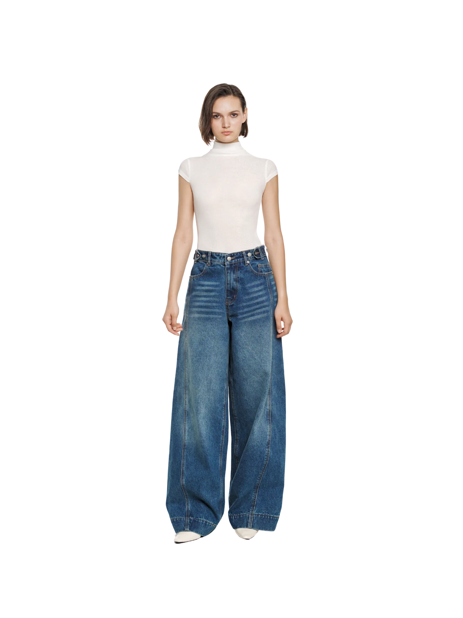 SHEER MOCK NECK BASIC TOP