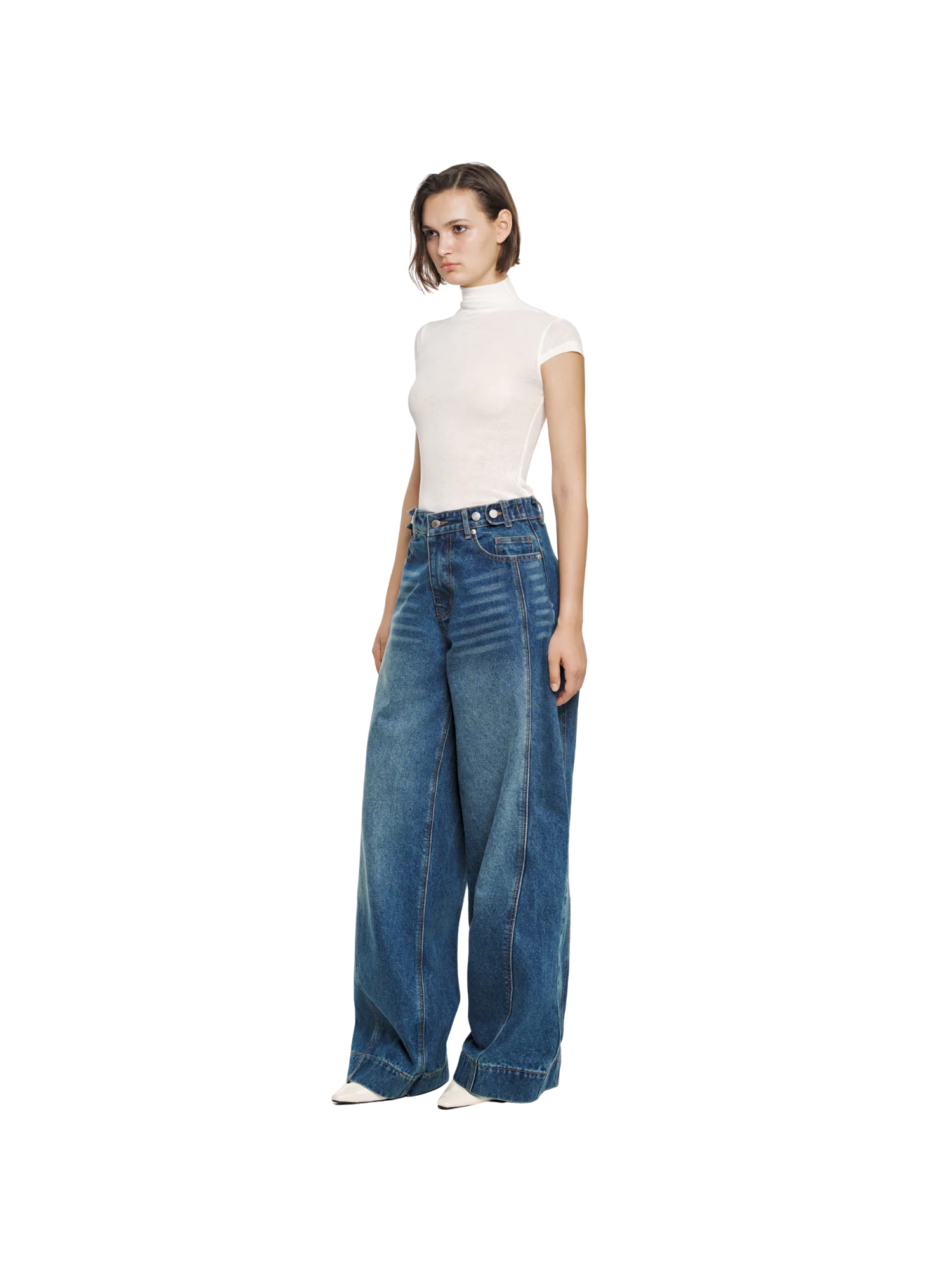 WHISKER WASH BARREL JEANS