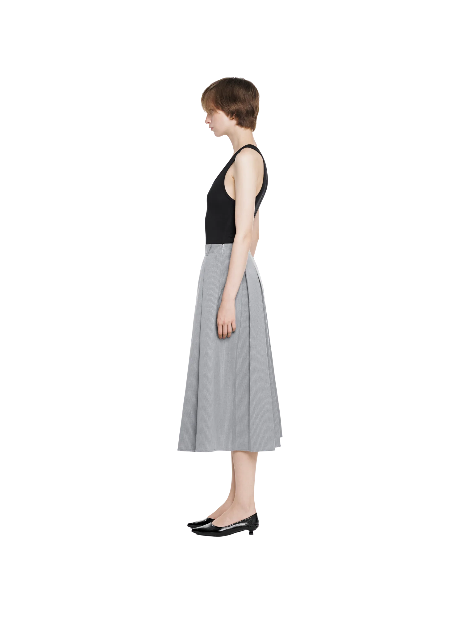 BOX PLEAT MIDI SKIRT