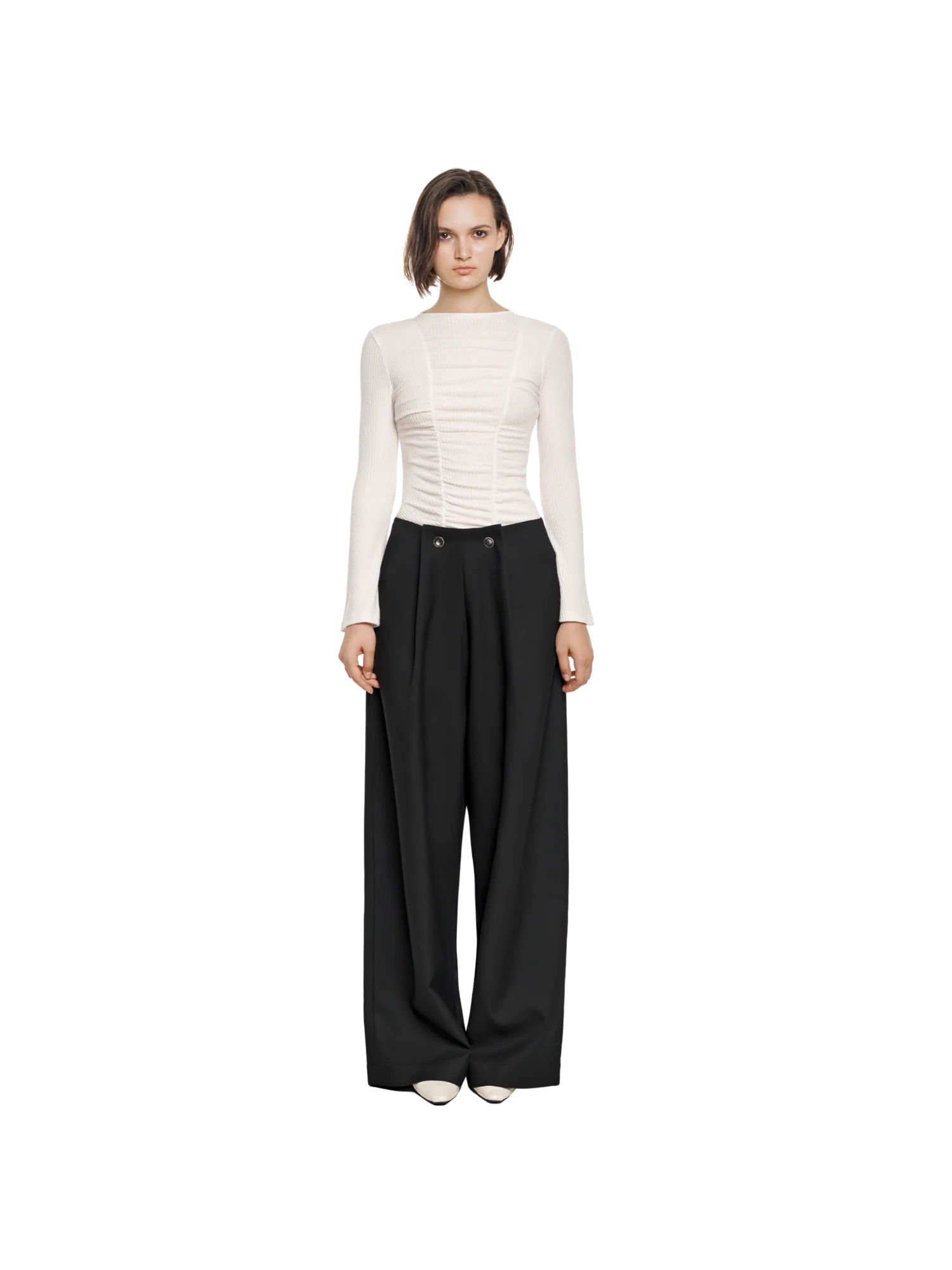 WAISTLESS DOUBLE BUTTON TROUSERS
