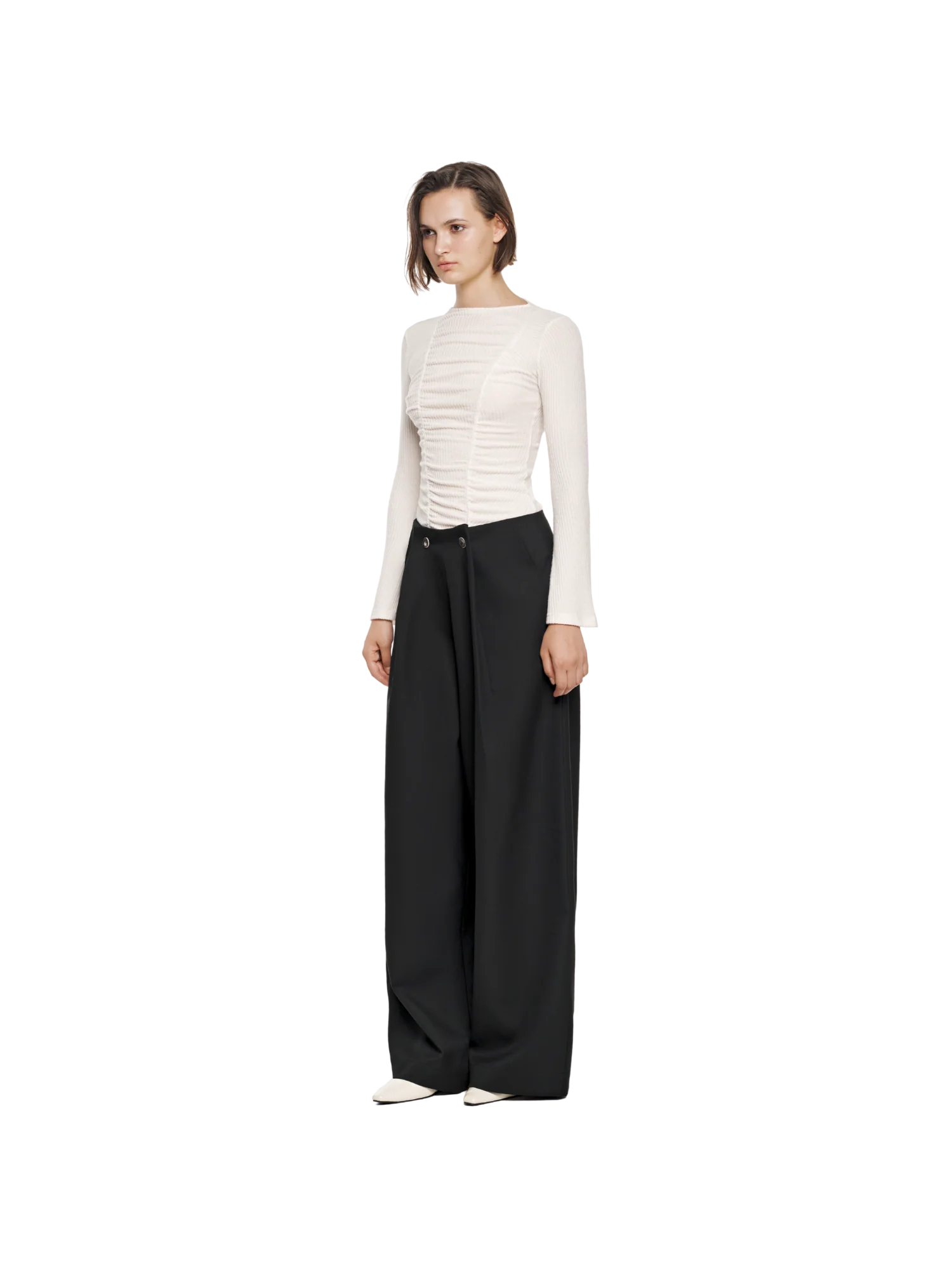 WAISTLESS DOUBLE BUTTON TROUSERS